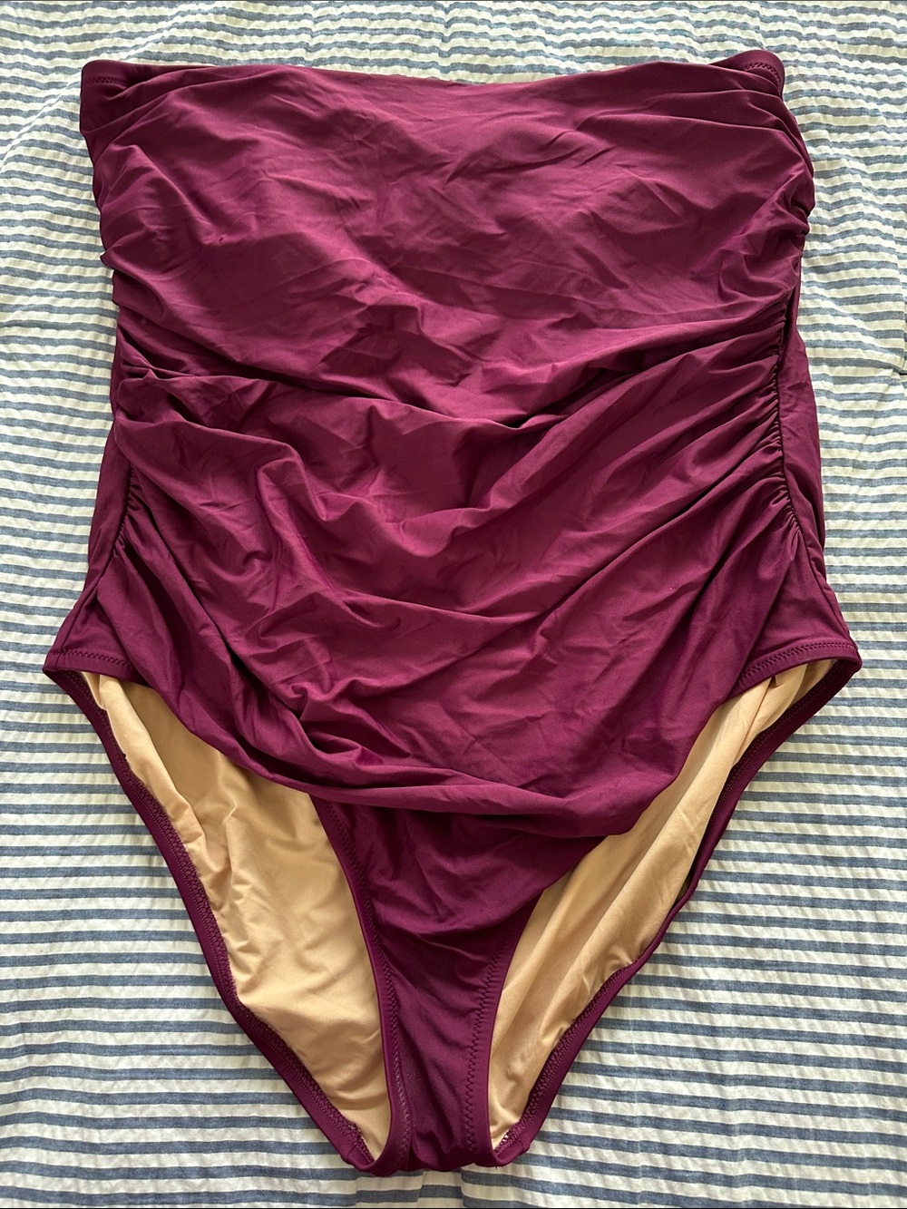 J. Crew Strapless Ruched One-Piece Swimsuit - Burgundy Plum